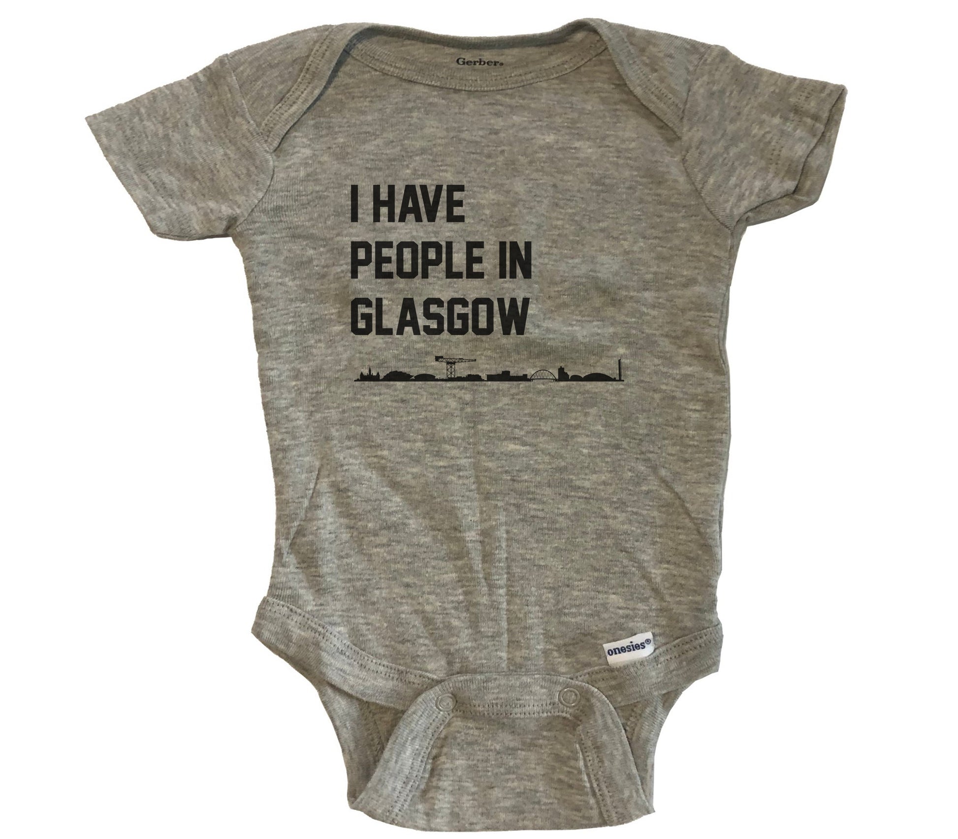 I Have People In Glasgow Scotland Skyline Baby Bodysuit - Grey