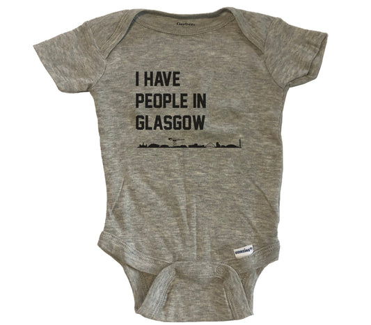 I Have People In Glasgow Scotland Skyline Baby Bodysuit - Grey