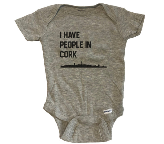 I Have People In Cork Ireland Skyline Baby Bodysuit - Grey