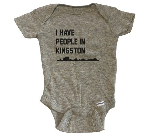 I Have People In Kingston Jamaica Skyline Baby Bodysuit - Grey