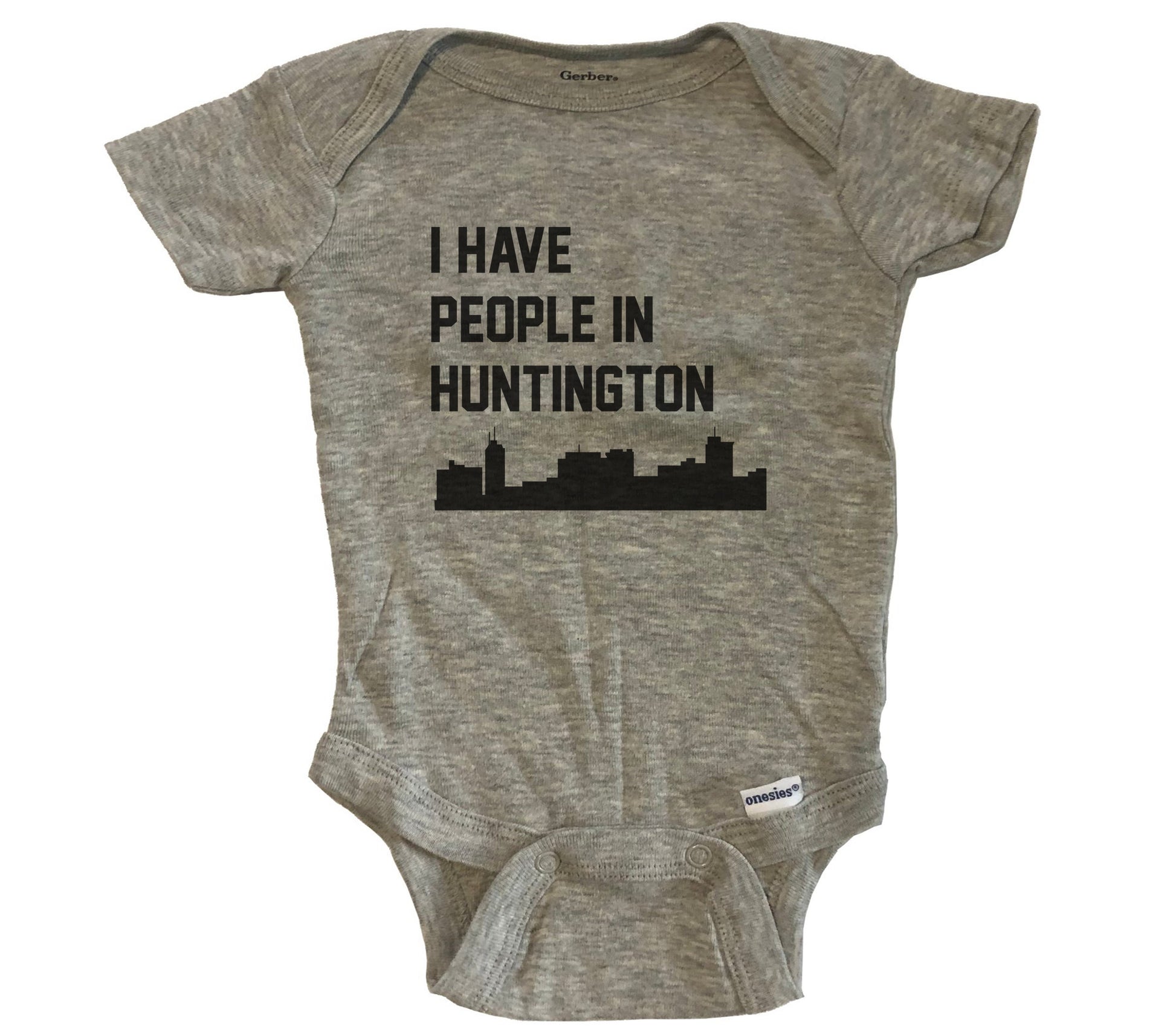 I Have People In Huntington West Virginia Skyline Baby Bodysuit - Grey