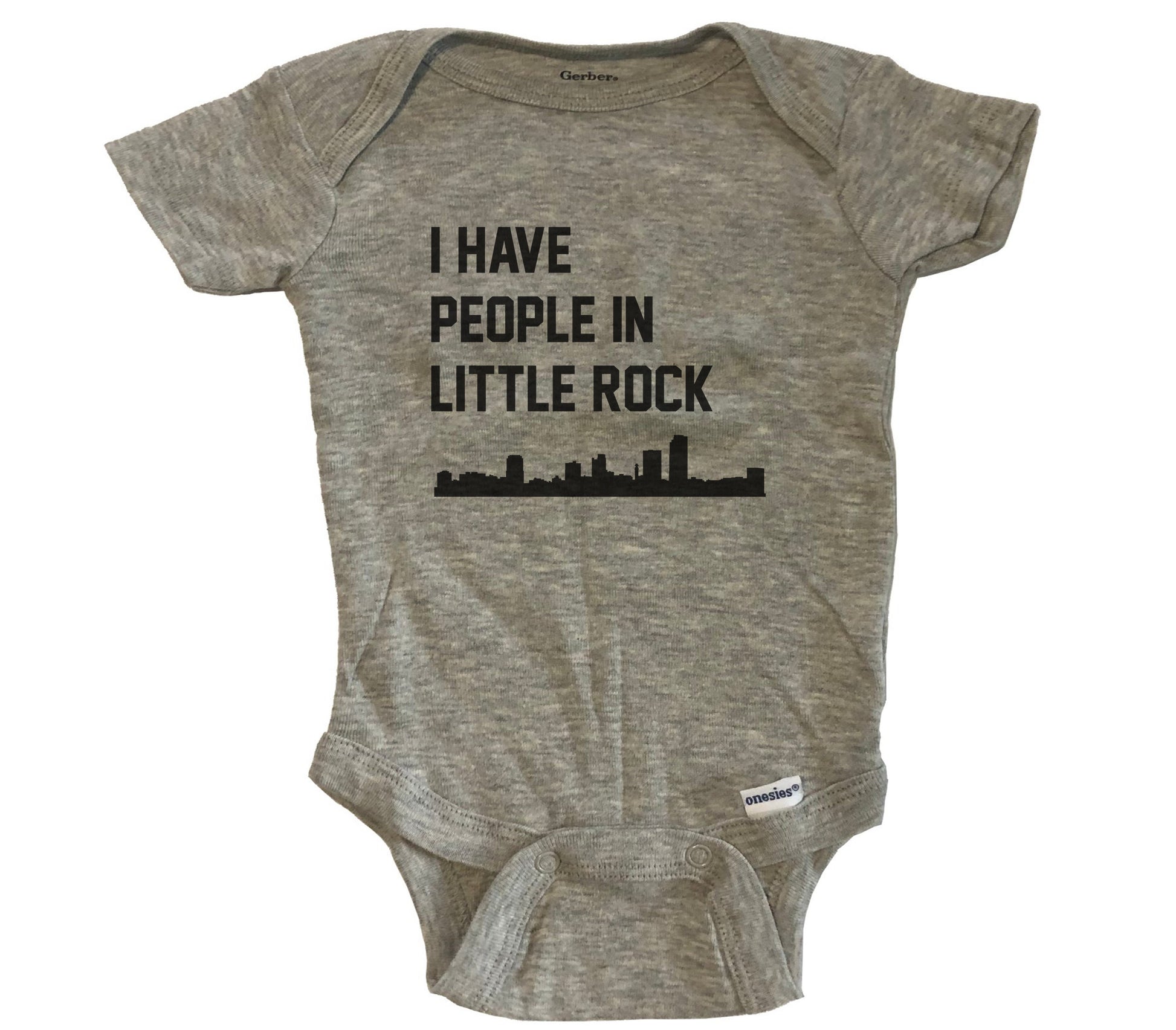 I Have People In Little Rock Arkansas Skyline Baby Bodysuit - Grey