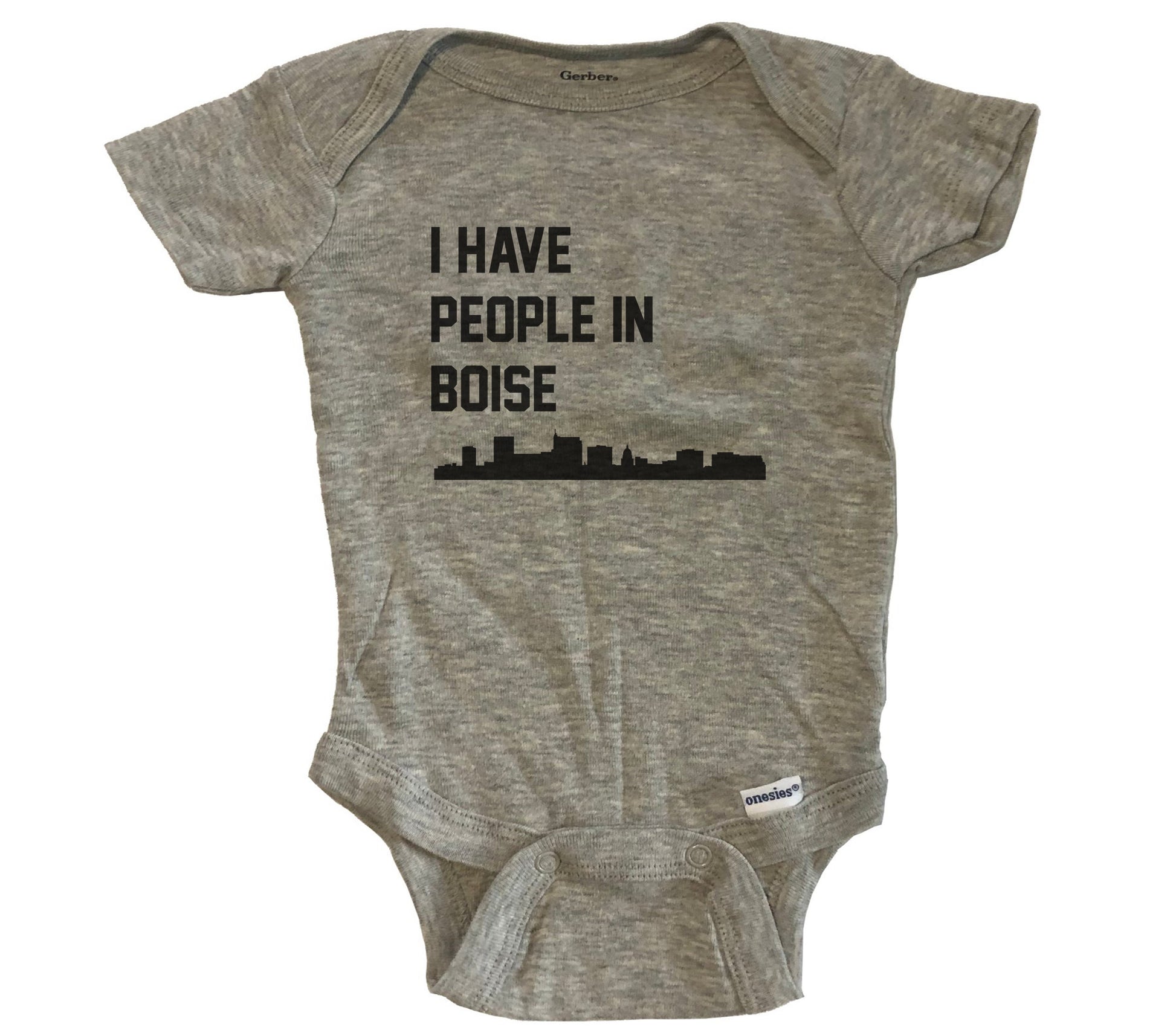 I Have People In Boise Idaho Skyline Baby Bodysuit - Grey