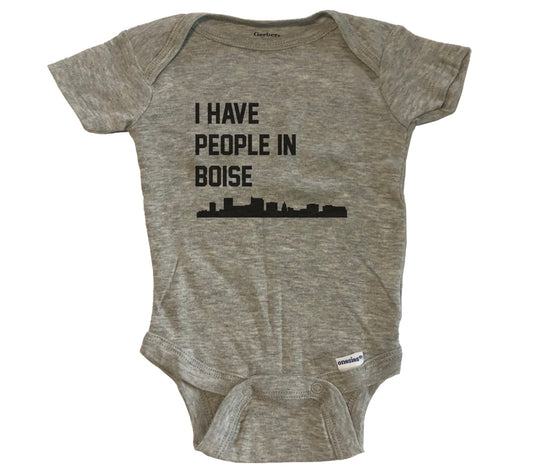 I Have People In Boise Idaho Skyline Baby Bodysuit - Grey