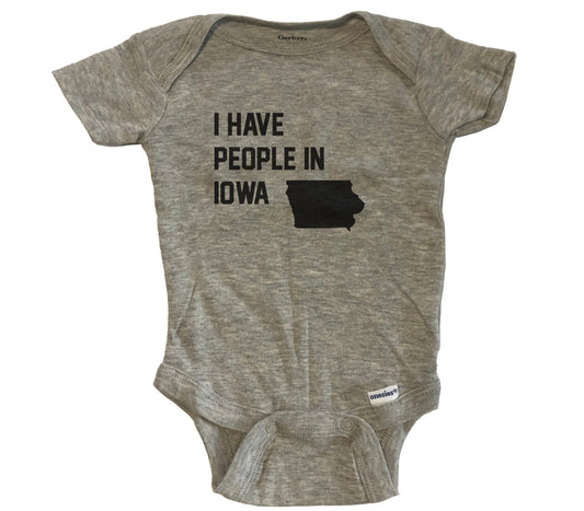 I Have People In Iowa Baby Bodysuit - Grey