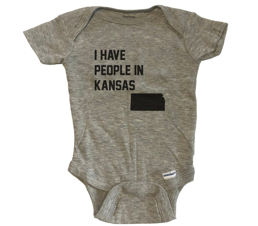 I Have People In Kansas Baby Bodysuit - Grey