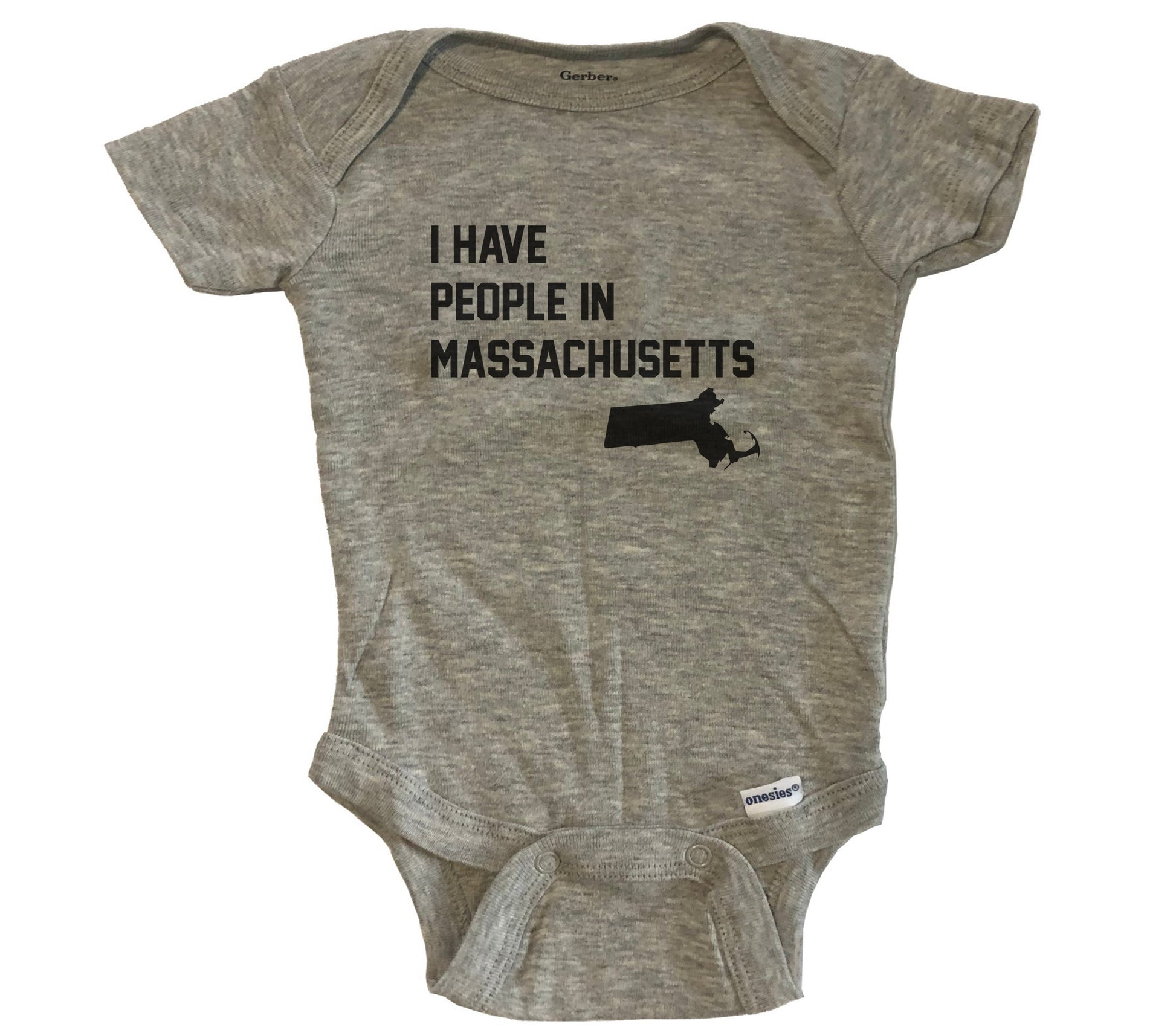 I Have People In Massachusetts Baby Bodysuit - Grey