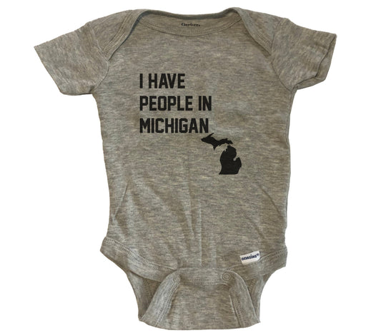 I Have People In Michigan Baby Bodysuit - Grey