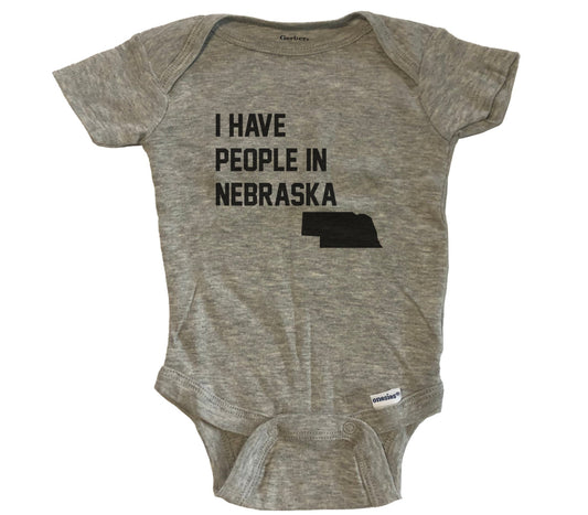 I Have People In Nebraska Baby Bodysuit - Grey