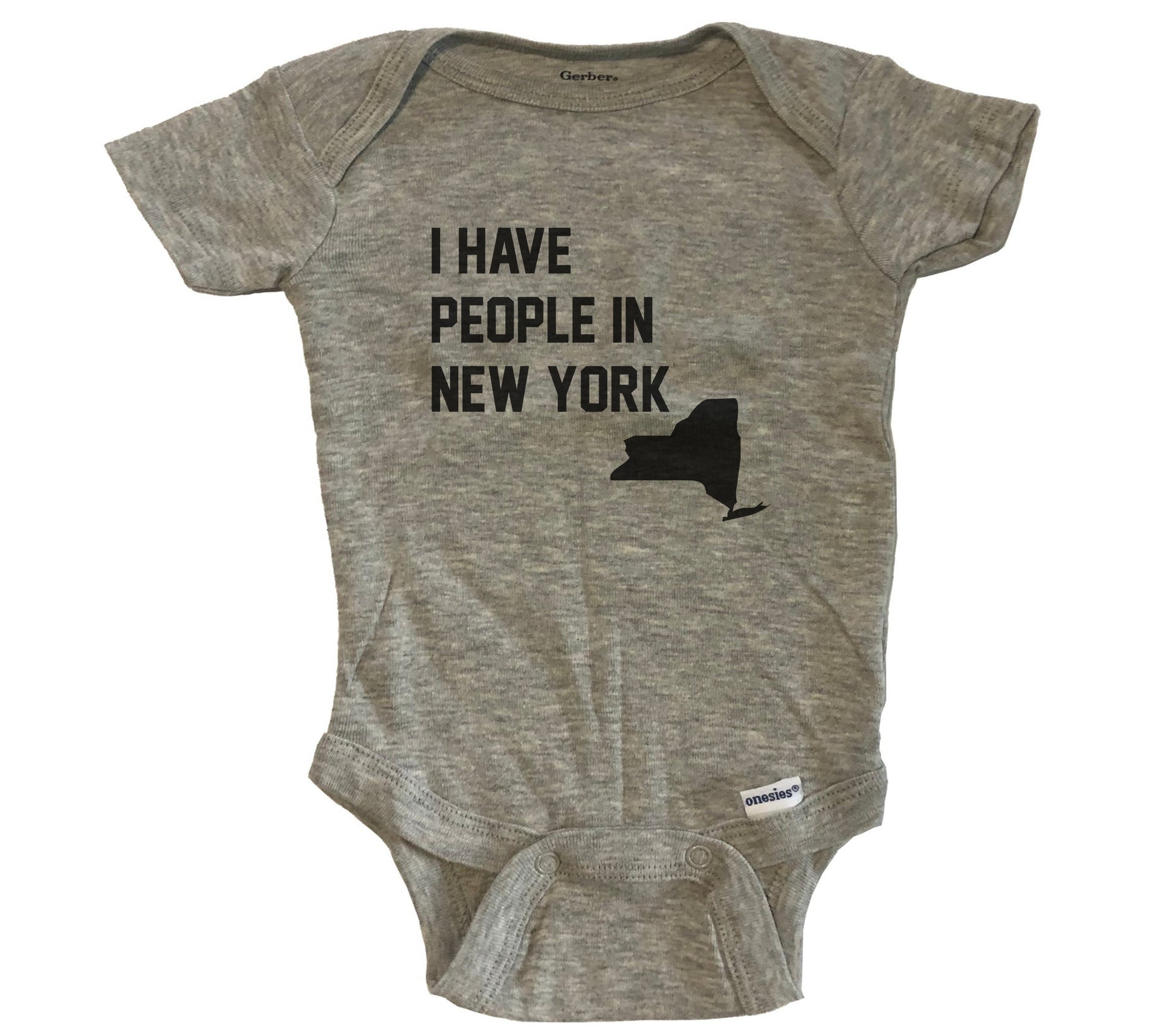 I Have People In New York Baby Bodysuit - Grey