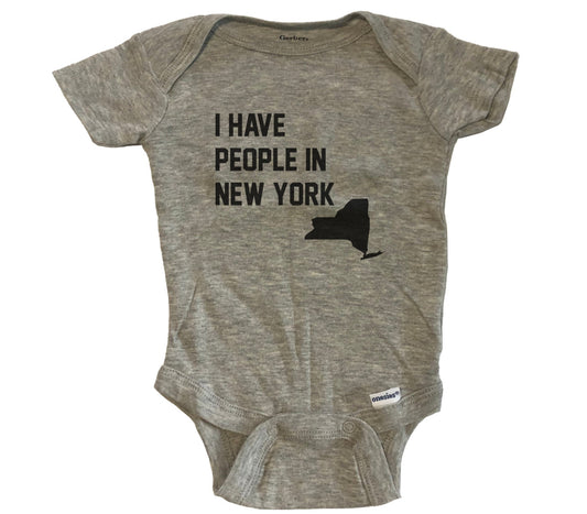I Have People In New York Baby Bodysuit - Grey