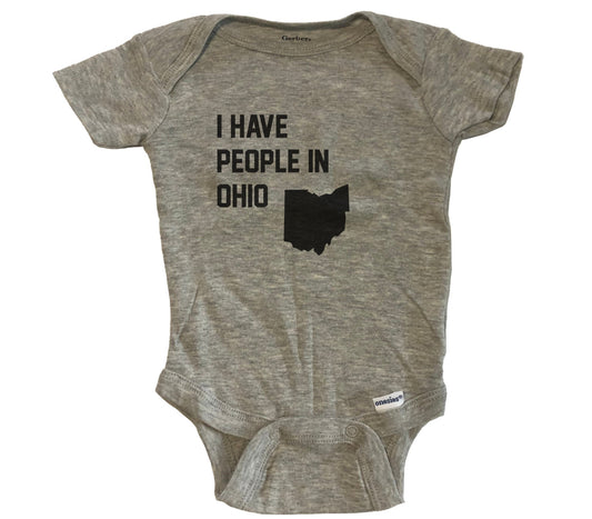 I Have People In Ohio Baby Bodysuit - Grey