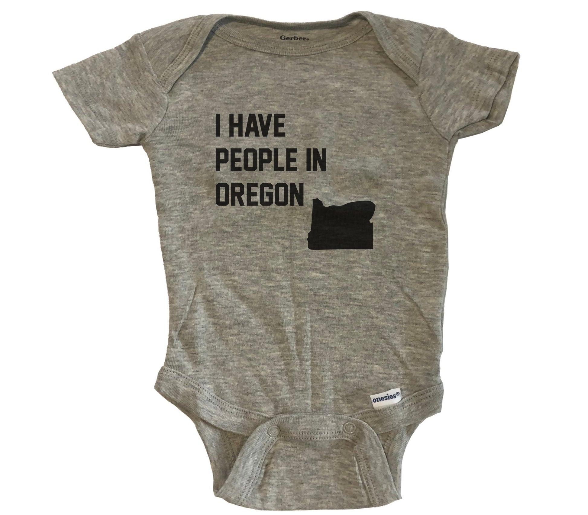I Have People In Oregon Baby Bodysuit - Grey