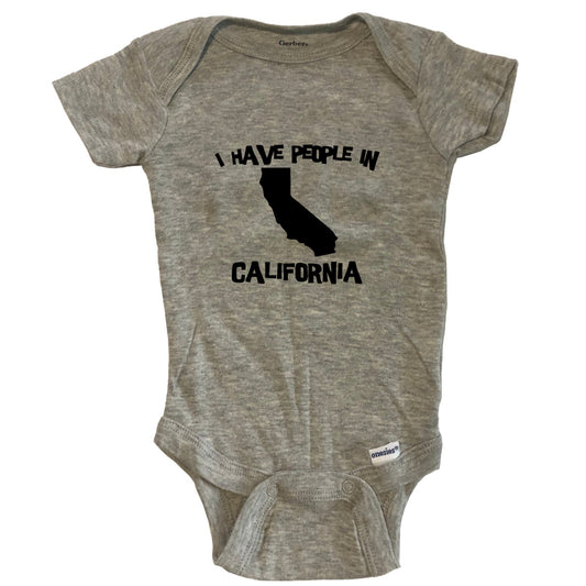 State Silhouette I Have People In California Baby Bodysuit - Grey