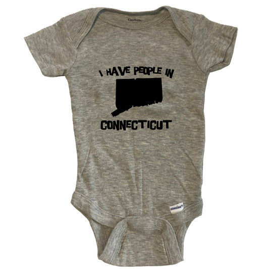 State Silhouette I Have People In Connecticut Baby Bodysuit - Grey