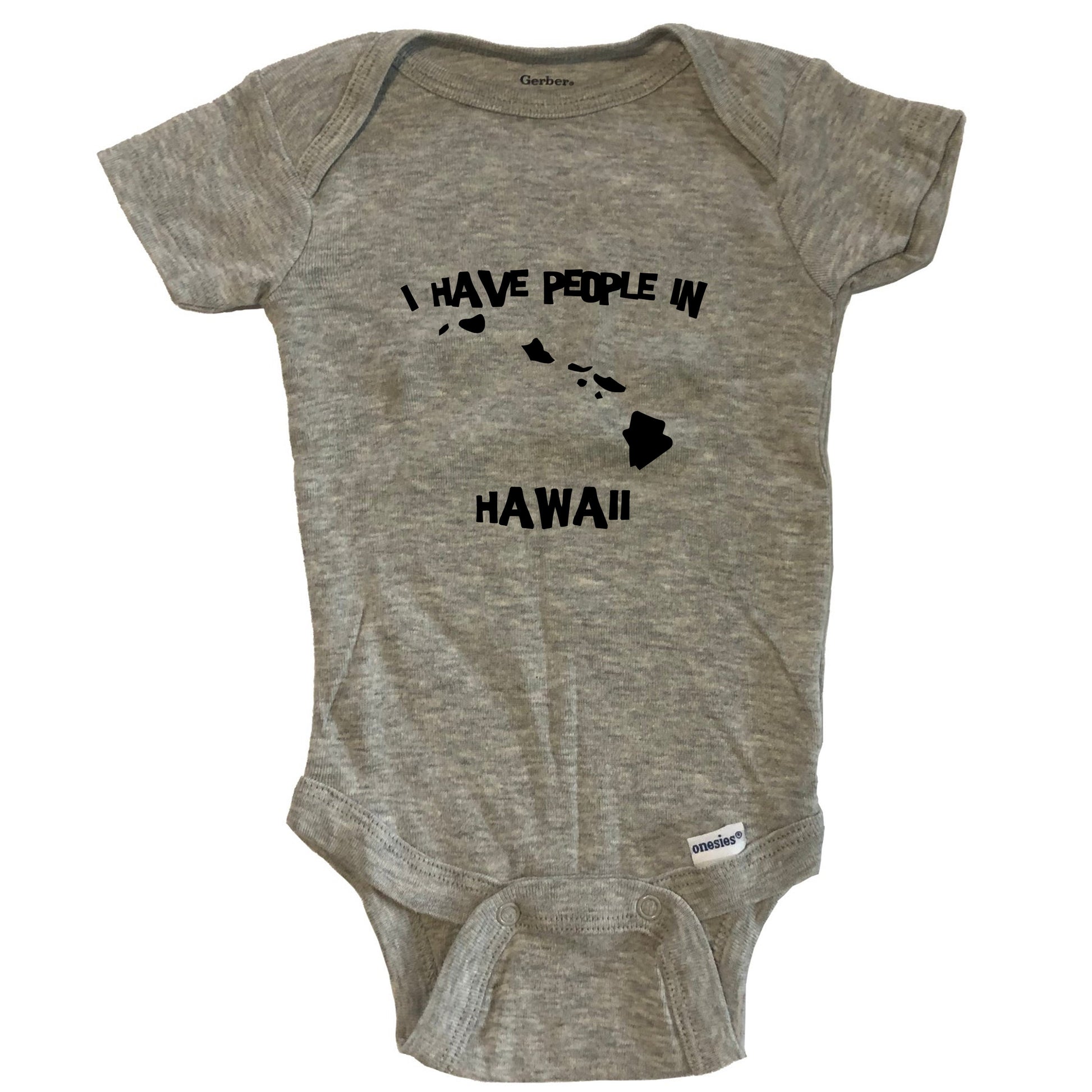 State Silhouette I Have People In Hawaii Baby Bodysuit - Grey