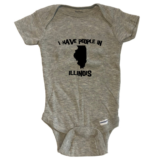 State Silhouette I Have People In Illinois Baby Bodysuit - Grey