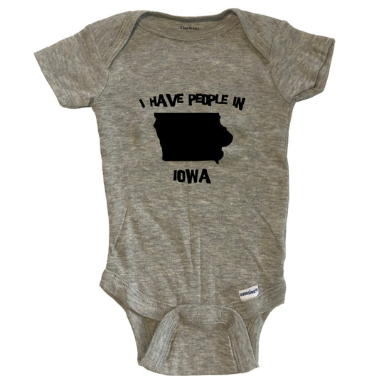 State Silhouette I Have People In Iowa Baby Bodysuit - Grey