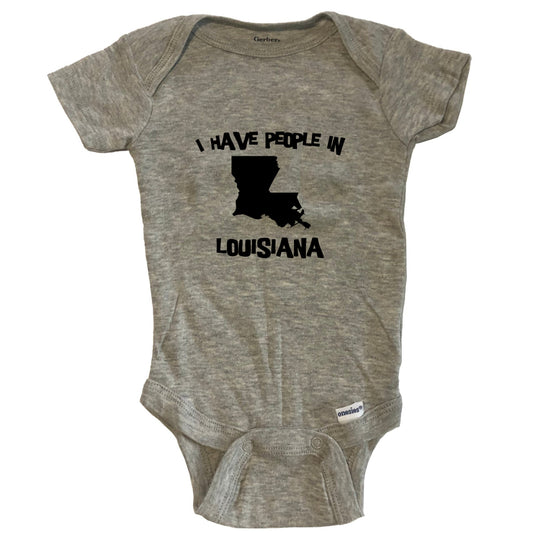 State Silhouette I Have People In Louisiana Baby Bodysuit - Grey