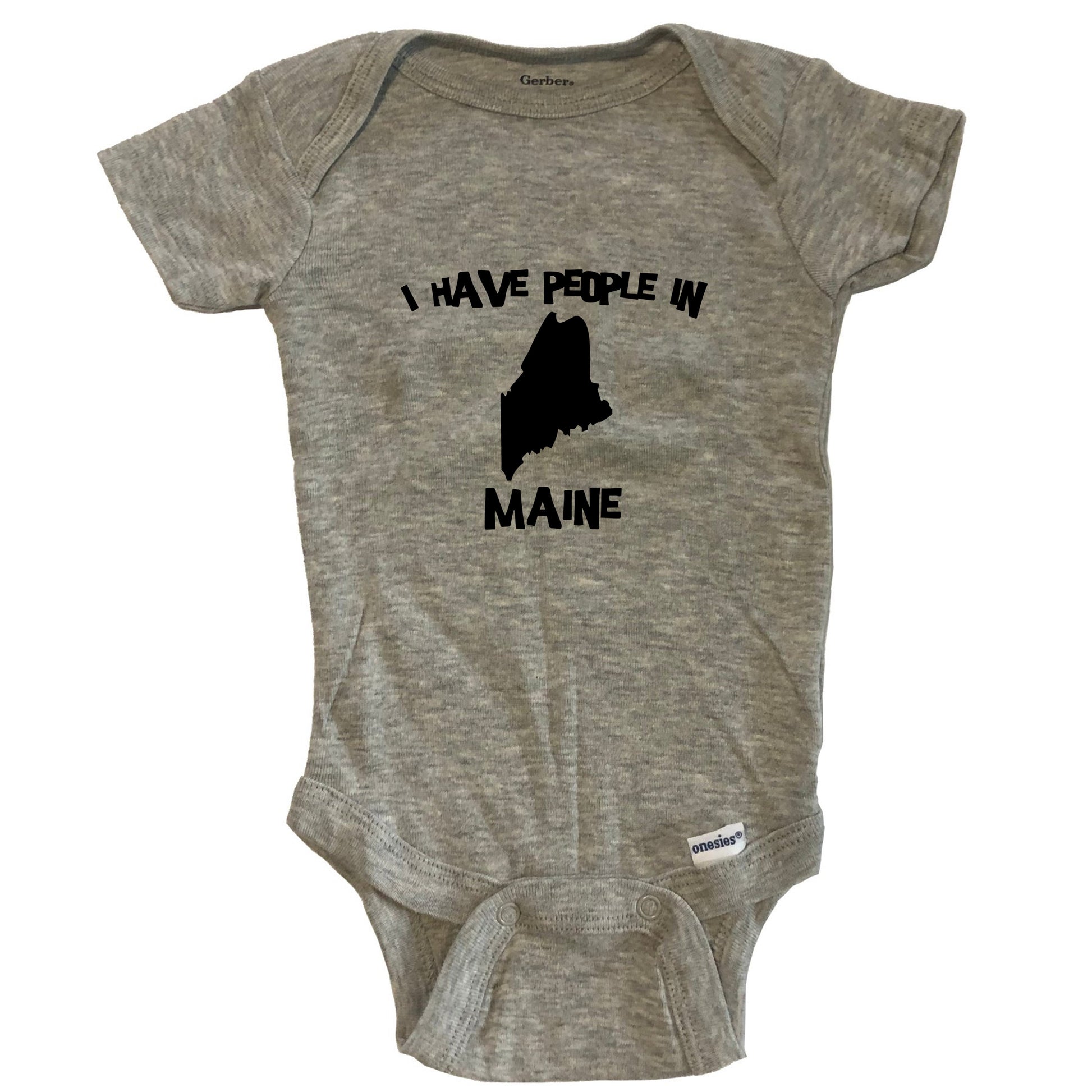 State Silhouette I Have People In Maine Baby Bodysuit - Grey
