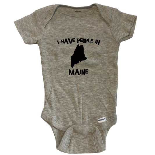 State Silhouette I Have People In Maine Baby Bodysuit - Grey