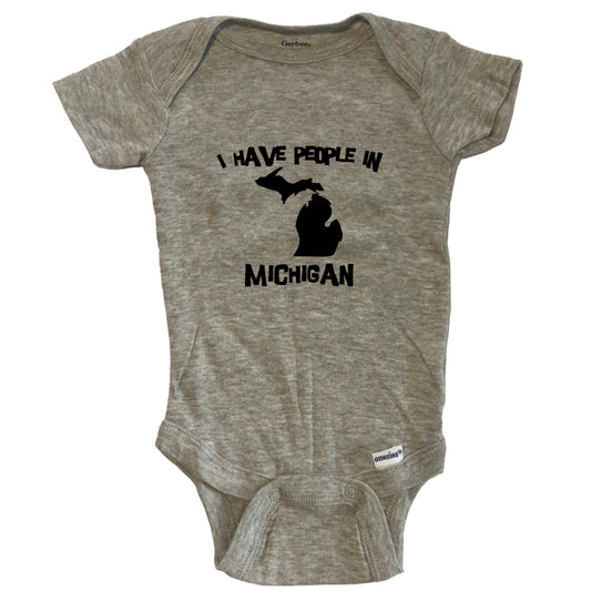 State Silhouette I Have People In Michigan Baby Bodysuit - Grey