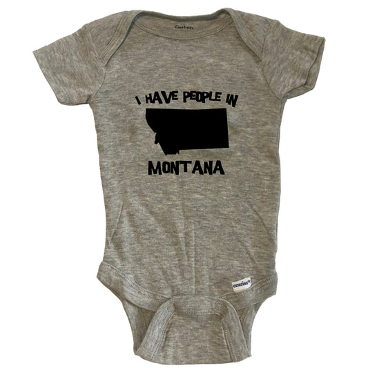 State Silhouette I Have People In Montana Baby Bodysuit - Grey