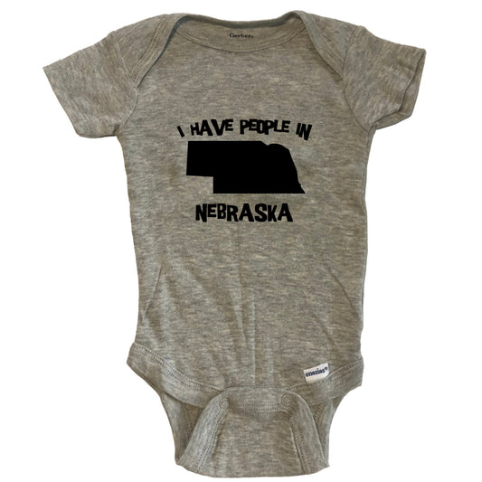 State Silhouette I Have People In Nebraska Baby Bodysuit - Grey