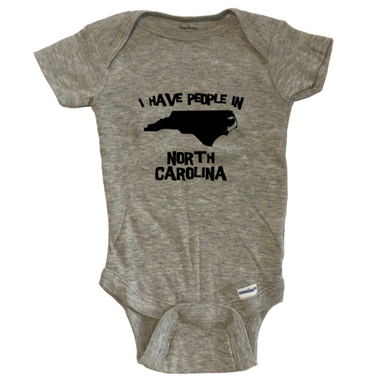 State Silhouette I Have People In North Carolina Baby Bodysuit - Grey