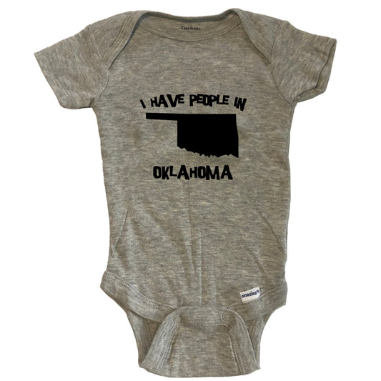State Silhouette I Have People In Oklahoma Baby Bodysuit - Grey