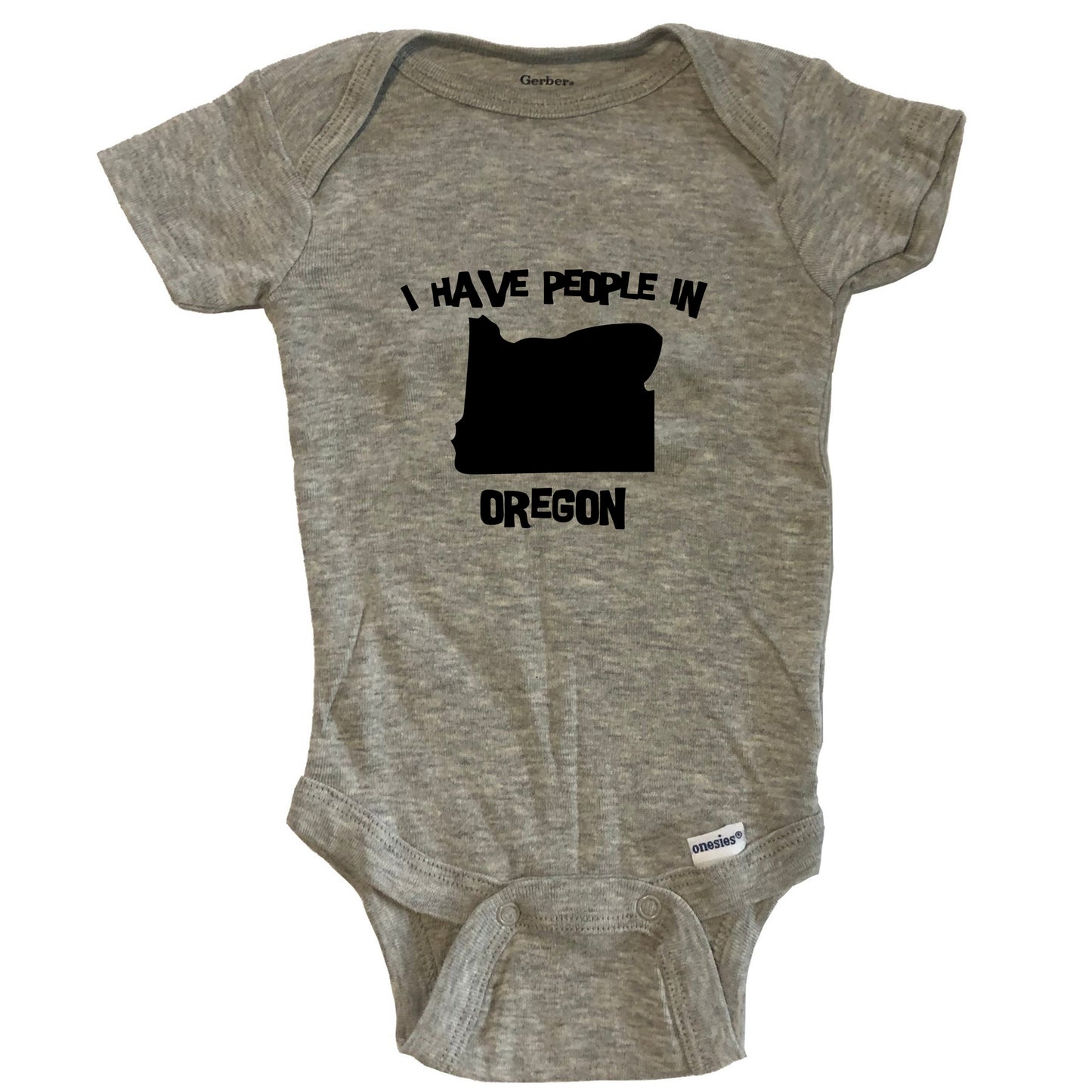 State Silhouette I Have People In Oregon Baby Bodysuit - Grey