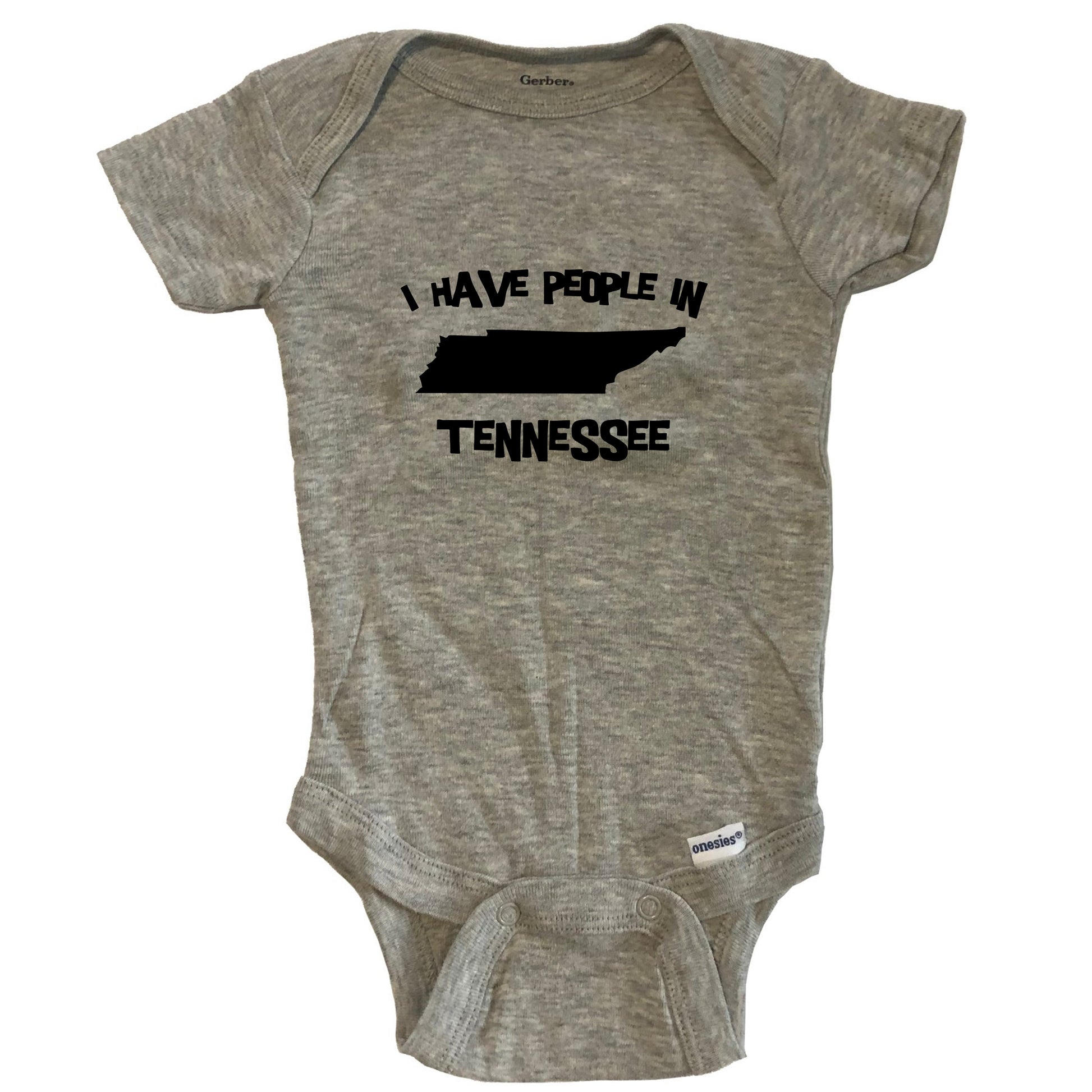 State Silhouette I Have People In Tennessee Baby Bodysuit - Grey