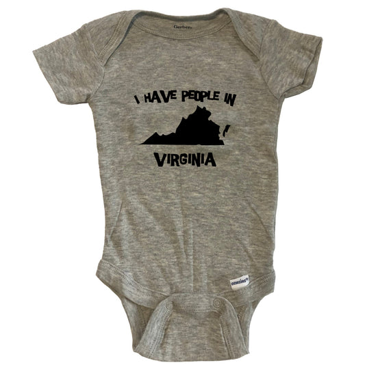 State Silhouette I Have People In Virginia Baby Bodysuit - Grey