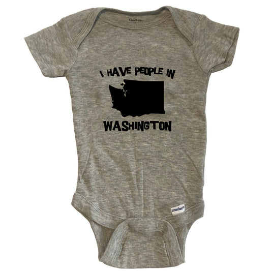 State Silhouette I Have People In Washington Baby Bodysuit - Grey