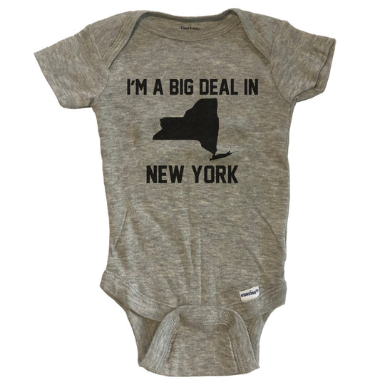 I'm A Big Deal In New York Baby Bodysuit - Grey