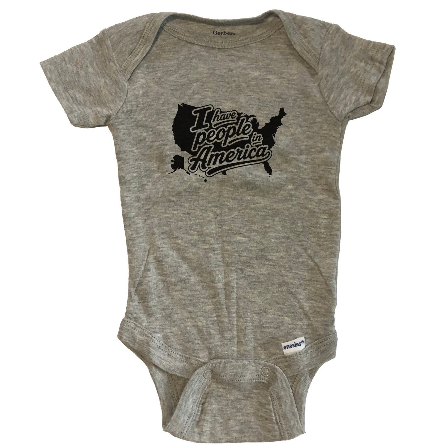 I Have People In America Country Silhouette Baby Bodysuit - Grey