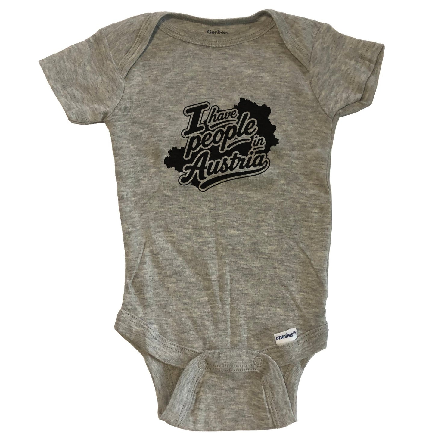 I Have People In Austria Country Silhouette Baby Bodysuit - Grey