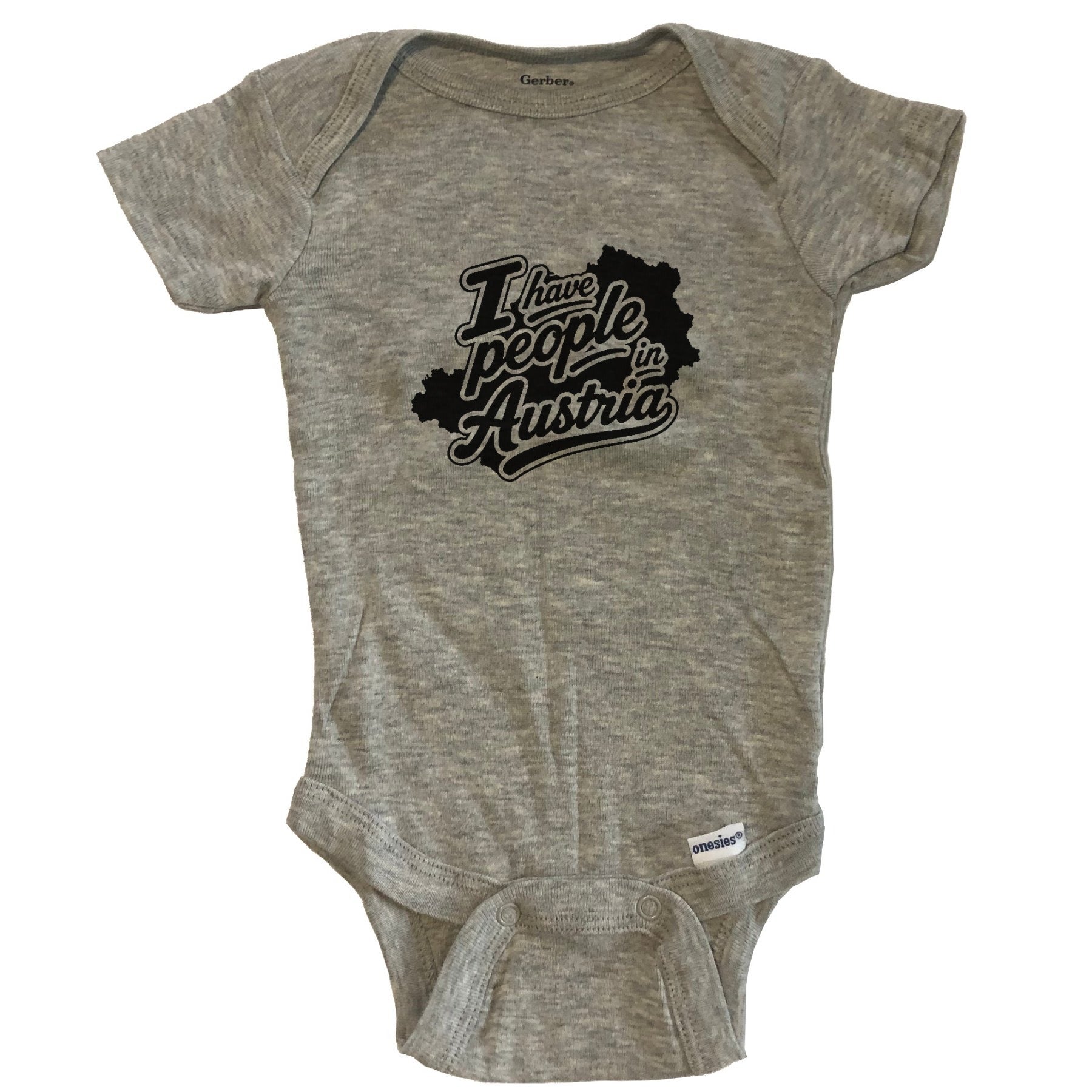 I Have People In Austria Country Silhouette Baby Bodysuit - Grey