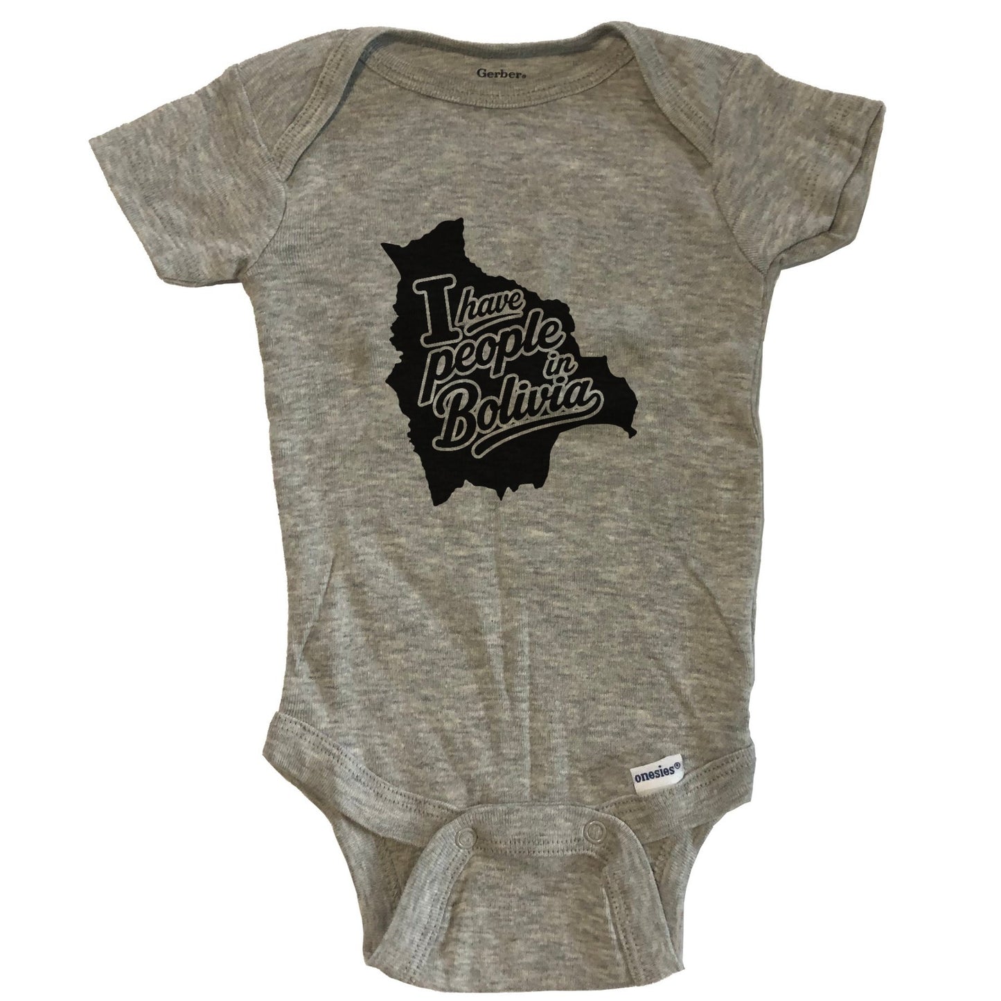 I Have People In Bolivia Country Silhouette Baby Bodysuit - Grey
