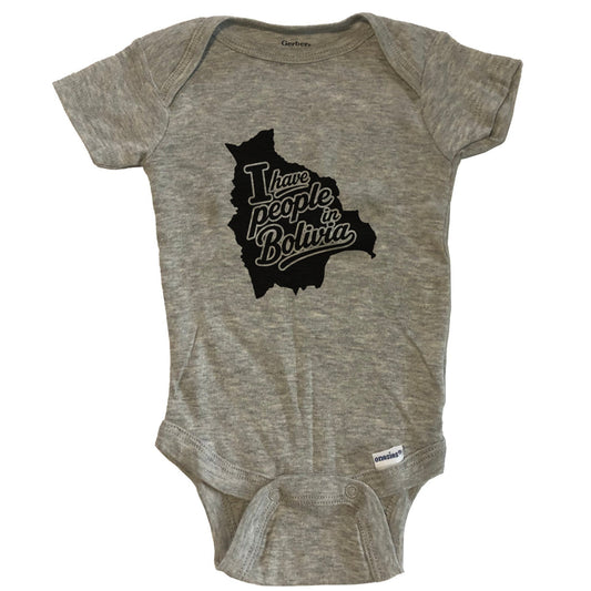 I Have People In Bolivia Country Silhouette Baby Bodysuit - Grey