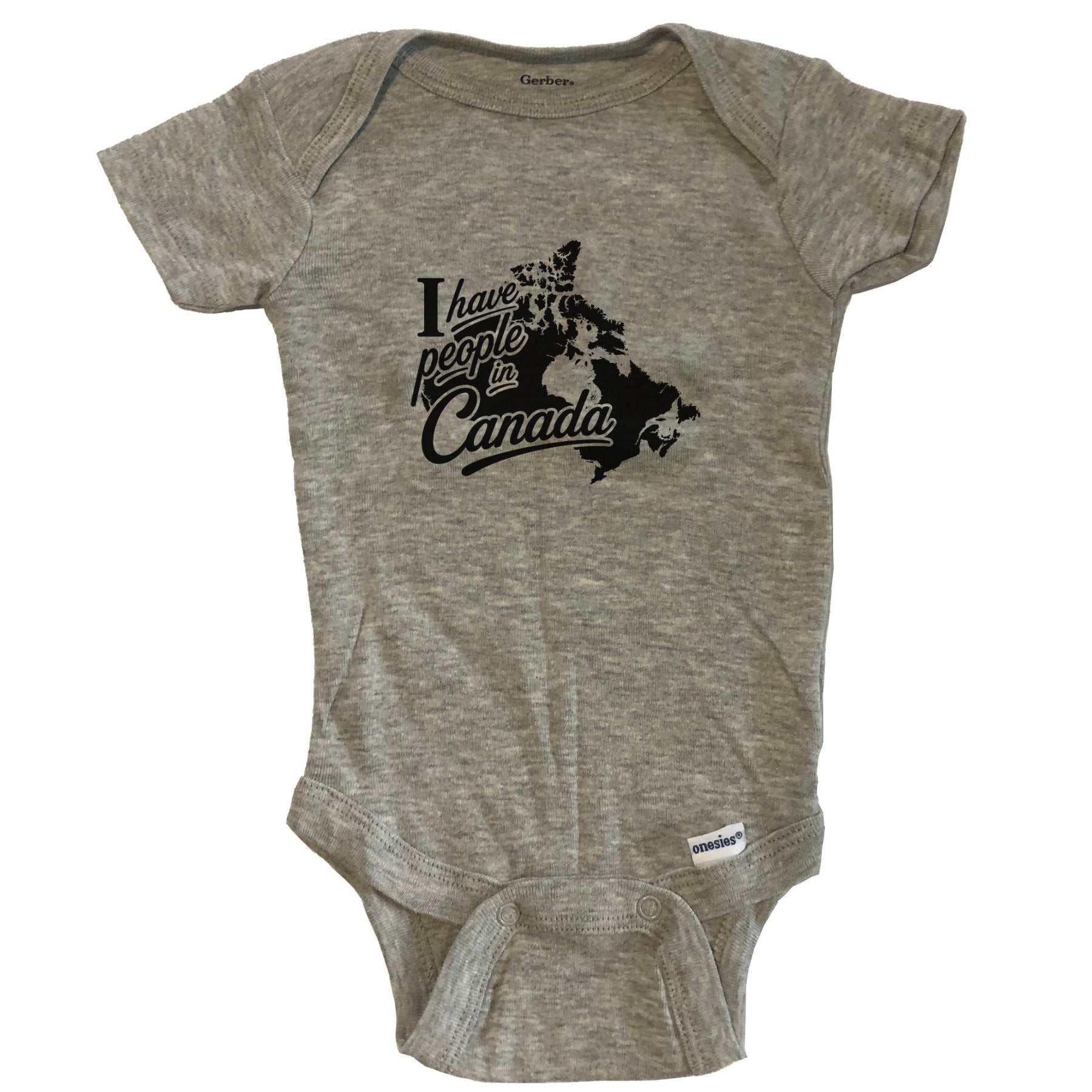 I Have People In Canada Country Silhouette Baby Bodysuit - Grey