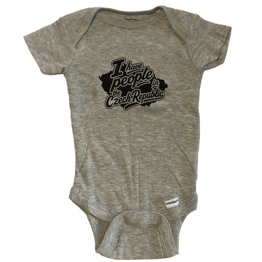 I Have People In the Czech Republic Country Silhouette Baby Bodysuit - Grey