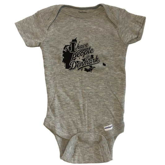 I Have People In Denmark Country Silhouette Baby Bodysuit - Grey