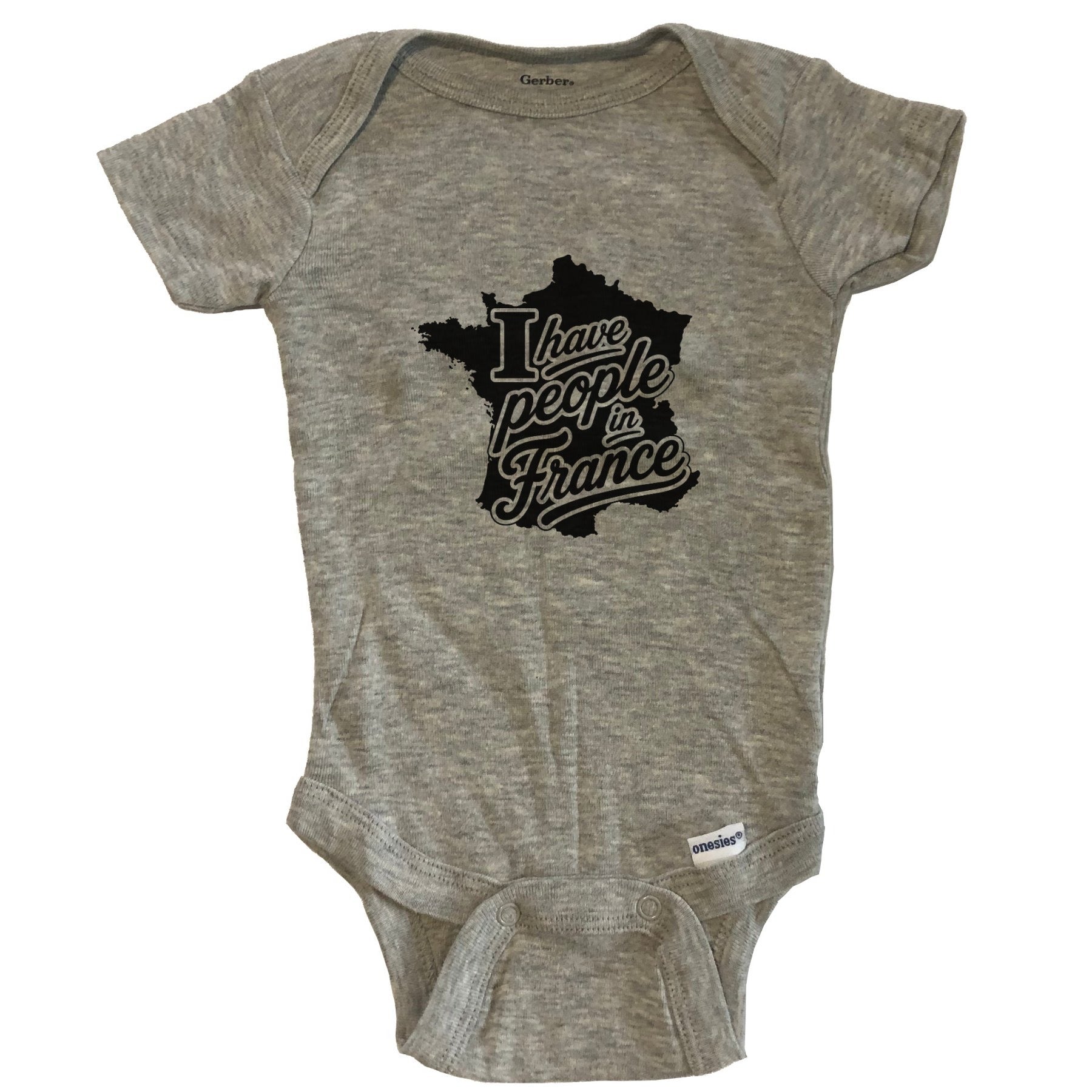 I Have People In France Country Silhouette Baby Bodysuit - Grey