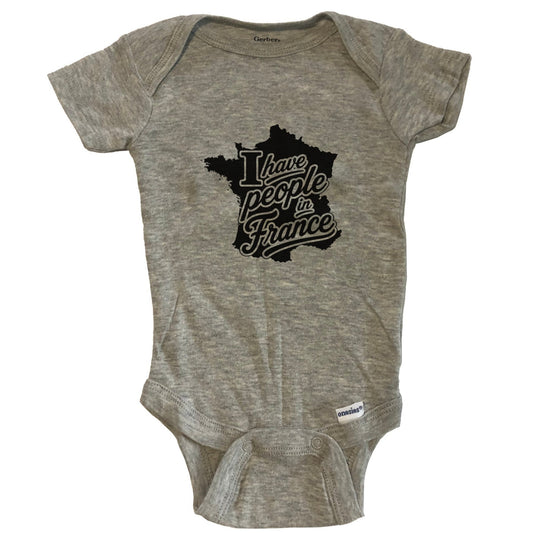 I Have People In France Country Silhouette Baby Bodysuit - Grey