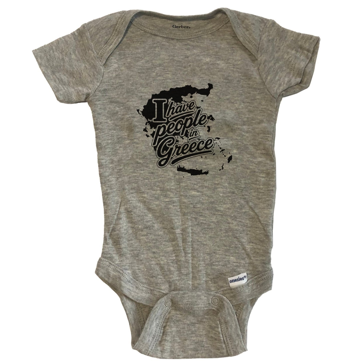 I Have People In Greece Country Silhouette Baby Bodysuit - Grey