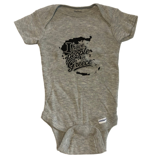 I Have People In Greece Country Silhouette Baby Bodysuit - Grey