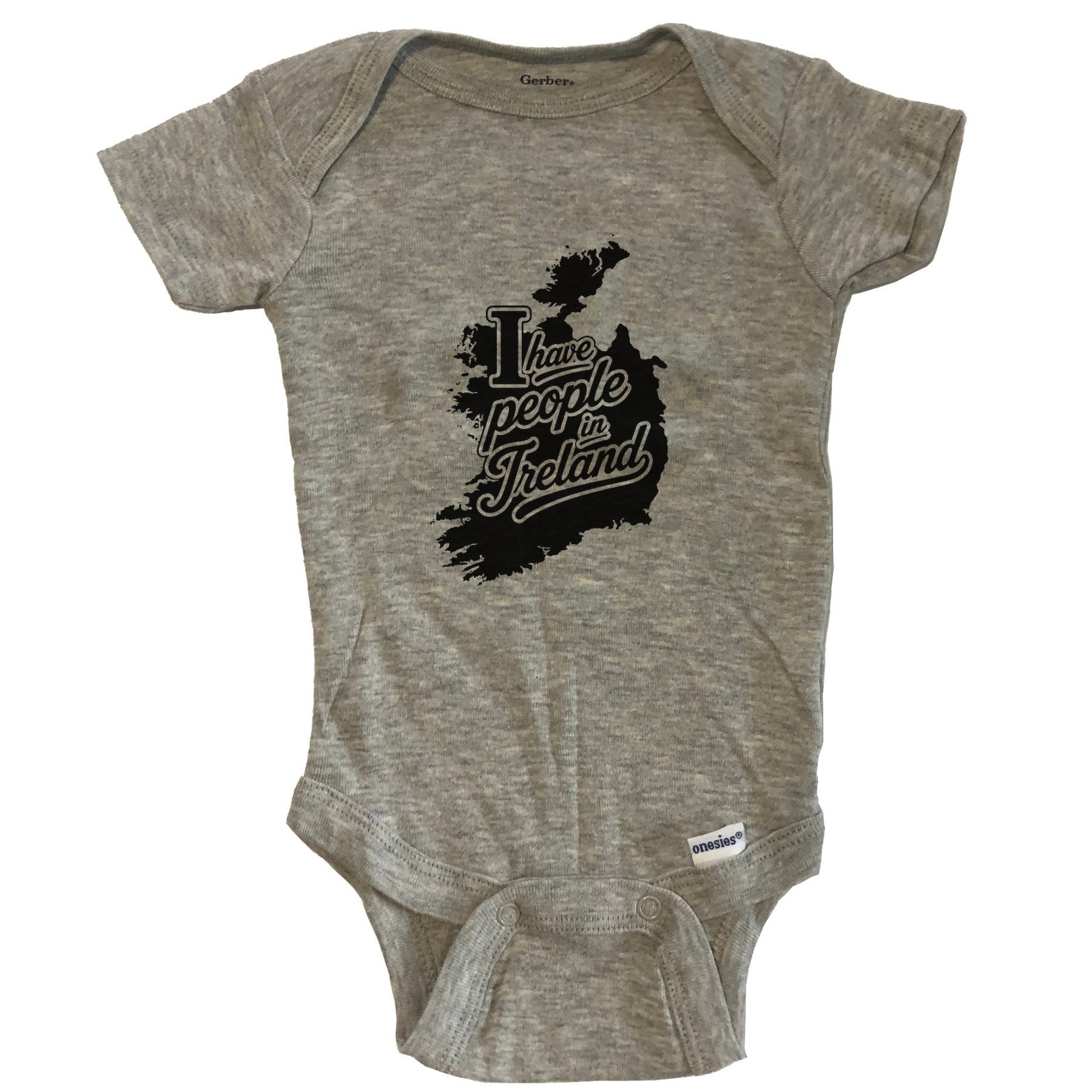 I Have People In Ireland Country Silhouette Baby Bodysuit - Grey