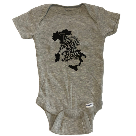 I Have People In Italy Country Silhouette Baby Bodysuit - Grey