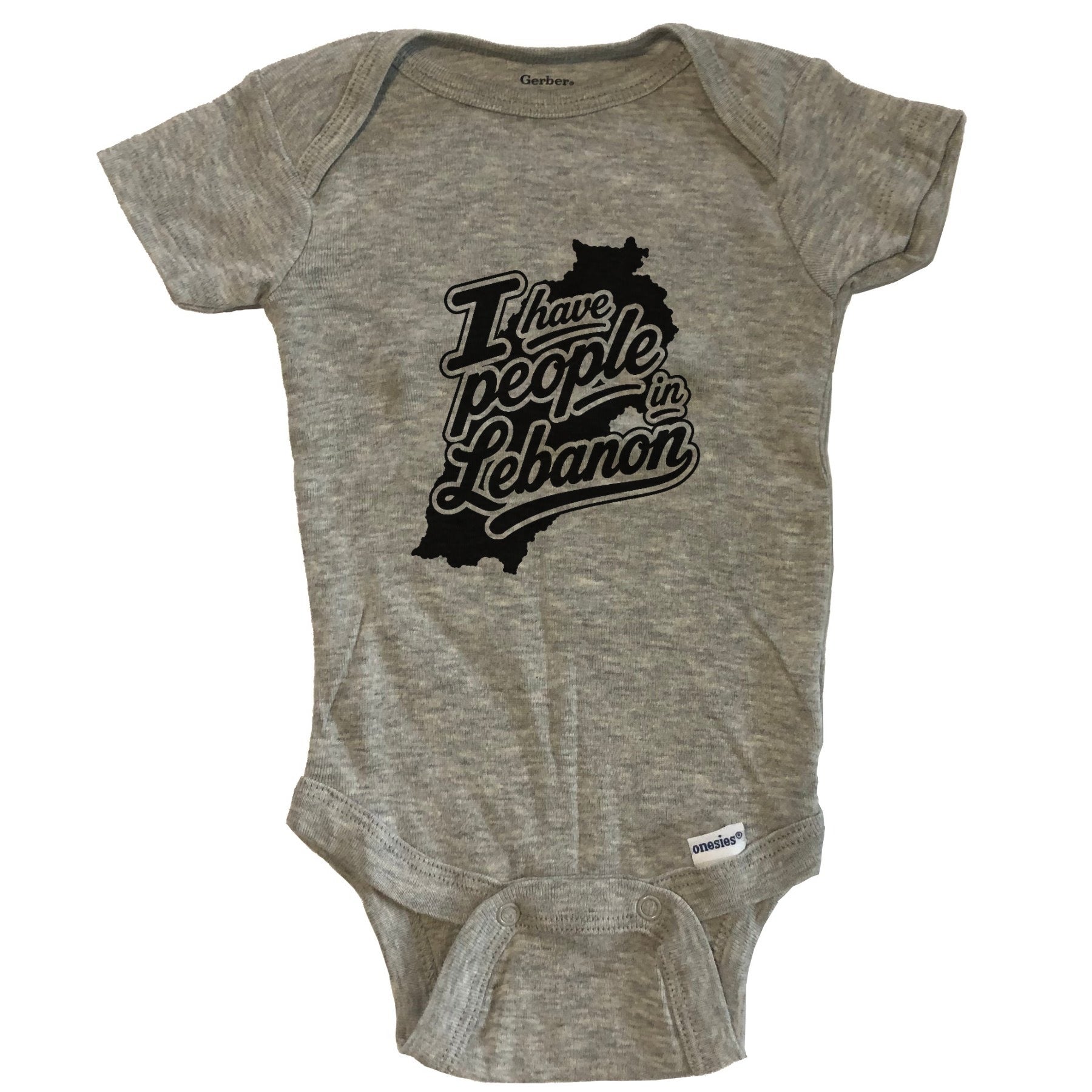 I Have People In Lebanon Country Silhouette Baby Bodysuit - Grey